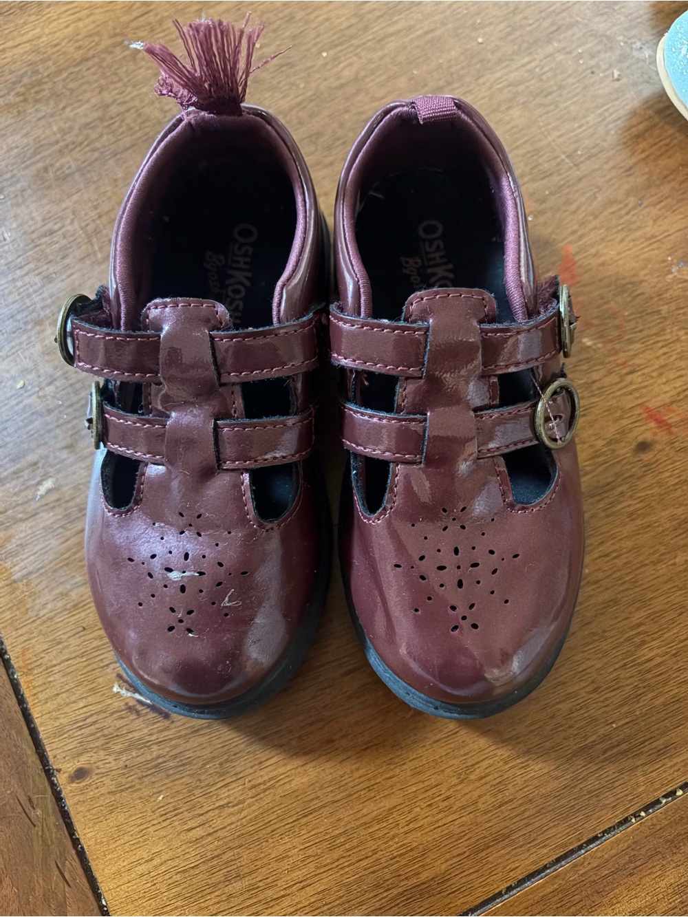 OshKosh B'gosh Girls' Burgundy T-Strap Dress Shoes